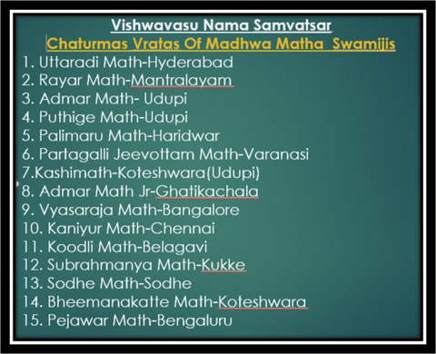 chaturmas vratas of madhwa matha swamijis