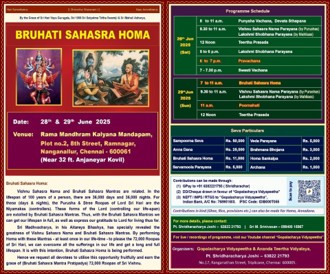 bruhati sahasra homa